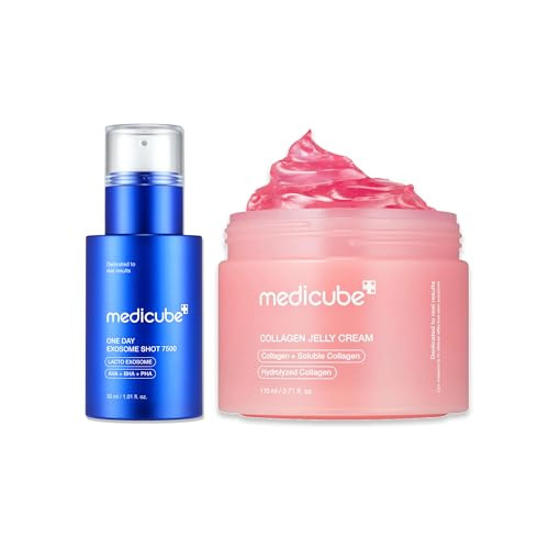 Medicube Glow Essential Care Duo: Zero Exosome Shot 7500 Ppm Spicule Facial Serum And Collagen Jelly Cream 110Ml  Stocking Stuffers For Teen Girls Stocking Stuffers