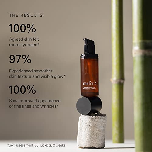 Melixir Vegan Bamboo Hydration Serum Moisturizing Face Serum For Sensitive & Acne-Prone Skin Hyaluronic Acid & Centella Asiatica Improves Skin Texture & Wrinkles Daily Korean Skincare (1.7 Fl.Oz.)