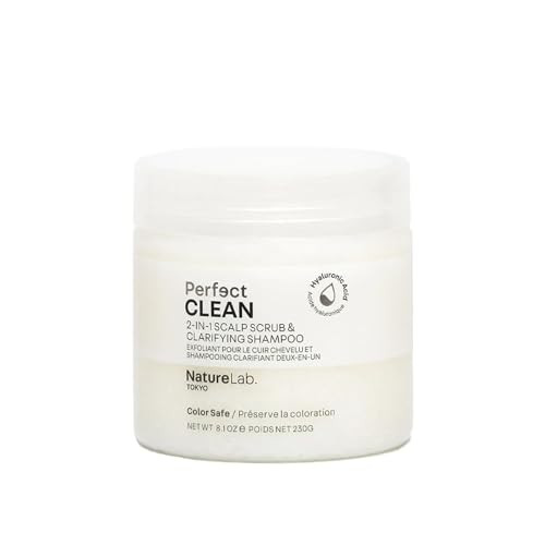 Naturelab.Tokyo Perfect Clean Scalp Scrub & Clarifying Shampoo - Exfoliating Sugar Crystals Probiotic Sake Water Hyaluronic Acid - 2-In-1 Deep Scalp Cleanser For Shine & Hydration 8.1 Oz Original