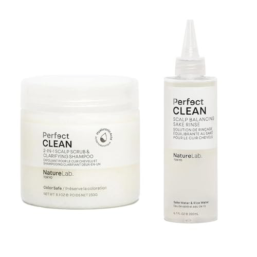 Naturelab.Tokyo Perfect Clean Clarifying Scalp Scrub 2-In-1 Shampoo And Scalp Scrub Hair Treatment (8.1 Oz) & Perfect Clean Scalp Balancing Sake Rinse (7 Oz)