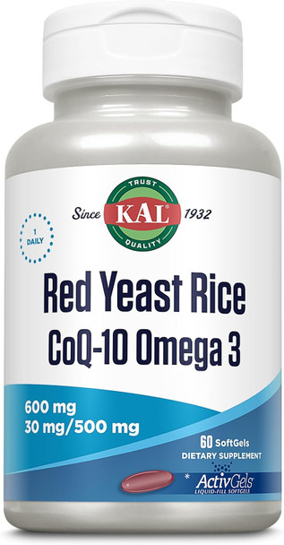 Kal Red Yeast Rice Coq10 Omega 3, 60 Count