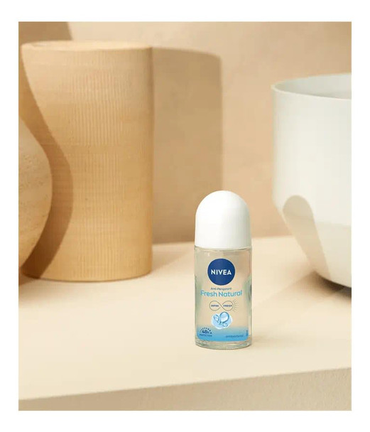 Nivea Fresh Natural Antiperspirant Roll-On Deodorant For Women 48H Odor & Sweat Protection With Ocean Extracts Gentle On Skin Alcohol- 50Ml Travel Size Long-Lasting Freshness Pack Of 3