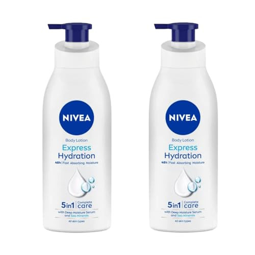 Nivea Express Hydration Body Lotion With Sea Minerals & Deep Moisture Serum For Normal To Dry Skin Fast Absorbing 48H Moisture Lightweight Non-Greasy Formula 400Ml Moisturizing Lotion Pack Of 2