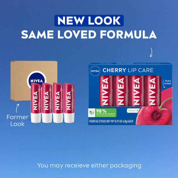 Nivea Lip Care Fruity Tinted Lip Balm Variety Pack Holiday Lip Balm S For Her With Cherry Strawberry Blackberry And Watermelon Flavors 0.17 Oz Stick Pack Of 4