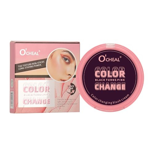 O'Cheal Color-Changing Blush Powder  Black To Pink Cream Blush  Blendable Longwear Glowy Make Up  Makeup Blush For Eyes Cheeks & Lips  Vegan & Cruelty-