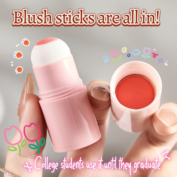 O'Cheal Powder Blush Stick For Cheek And Eyes Soft And Blendable Natural Flush Long-Lasting Dewy Blusher Makeup Buildable Glow For Facemulti-Use Blush 01