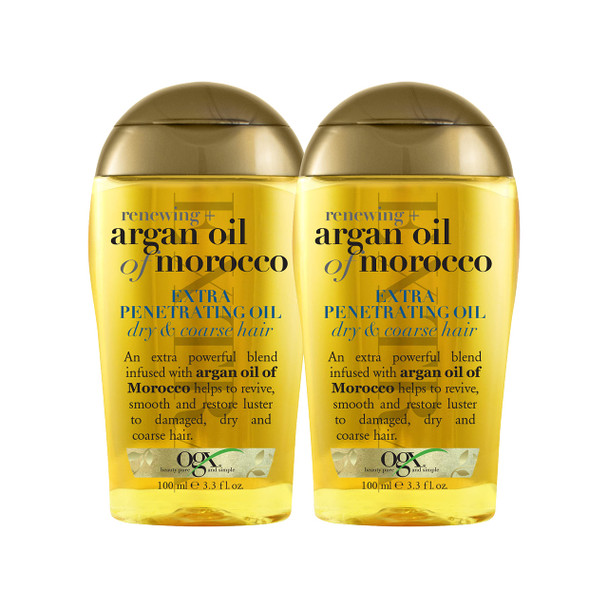 Ogx Reing + Argan Oil Of Morocco Hair Oil Extra Strength Penetrating Serum Treatment For Dry Damaged Frizzy Curly & Coarse Hair Cold-Pressed Argan Oil Shine 3.3 Fl Oz