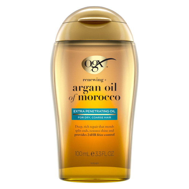 Ogx Reing + Argan Oil Of Morocco Hair Oil Extra Strength Penetrating Serum Treatment For Dry Damaged Frizzy Curly & Coarse Hair Cold-Pressed Argan Oil Shine 3.3 Fl Oz