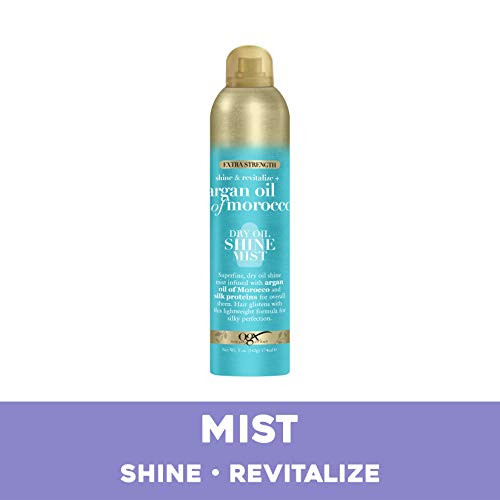 Ogx Revitalize + Argan Shine Extra Strength Dry Oil Conditioning Mist With Argan Oil & Silk Proteins Light Nourishing Hair Treatment To Soften Hair & Add Luminous Shine 5 Ounce
