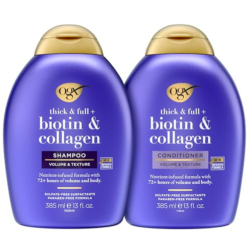 Ogx Thick & Full + Biotin And Collagen For Hair Volume & Body Sulfate  Volumizing Shampoo & Conditioner Set For Fine & Thinning Hair Nutrient-Infused Vitamin B7 13 Fl Oz 2 Pack