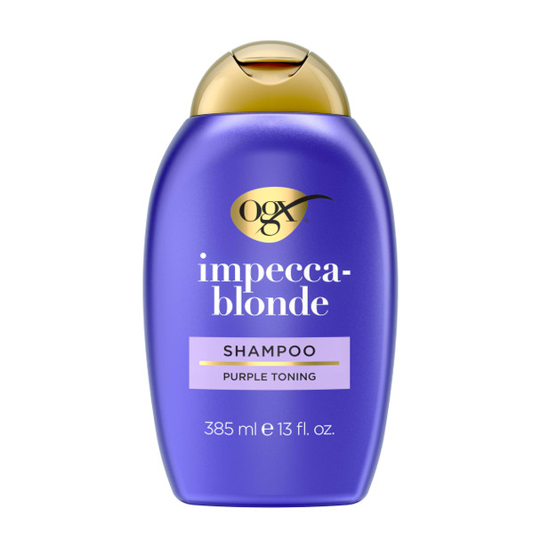 Ogx Color Care + Impecca-Blonde Purple Shampoo Highly-Pigmented Toning Shampoo For Blonde Silver & Lightened Hair Hair Wash To Correct Yellow Tones & Protect From Color Fade 13 Fl. Oz