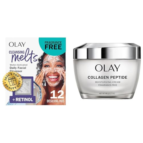 Olay Retinol Face Cleansing Melts (12 Ct.) + Olay Collagen Peptide Lightweight Face Moisturizer Fragrance  (1.7 Oz)