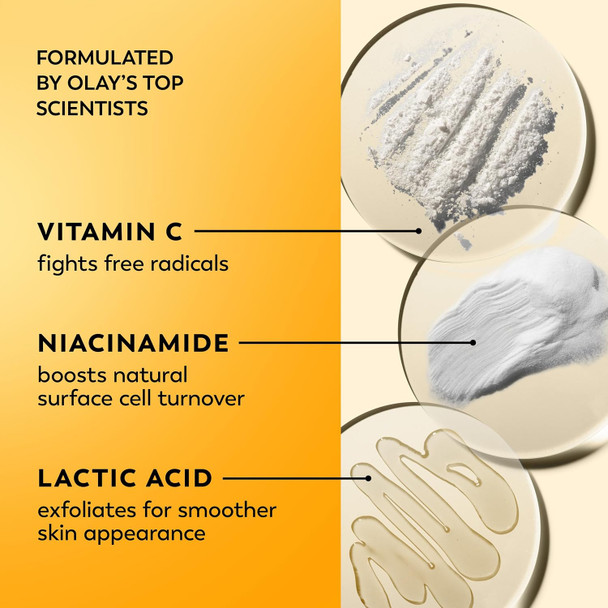 Olay Vitamin C Face Moisturizer Brightening Cream For Women Instant Hydration Evens Tone Dark Spot & Hyperpigmentation Reduction Glowing Skin Care - Niaciniamide Lactic Acid 1.7 Oz