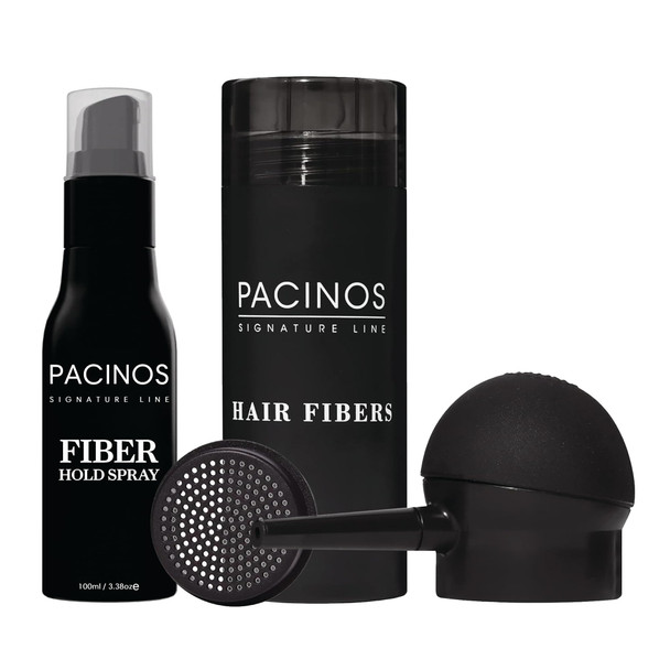 Pacinos Hair Fiber Kit - Conceal Thinning Hair Instantly With Fiber Hold Spray - Dark Brown