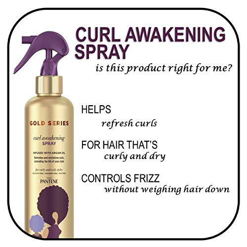 Pantene Gold Series Curl Awakening Spray For Curly And Coily Hair Infused With Argan Oil 8.4 Fl Oz