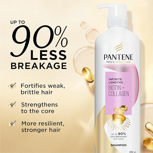 Pantene Infinite Lengths Conditioner With Biotin + Collagen Strengthens Brittle Hair Up To 90% Less Breakage 1 Minute Miracle Safe For Color Treated Hair Floral Scent 30 Fl Oz
