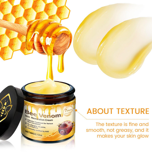 Paqiman 2 Pcs Bee Venom Skin Treatment Cream Wrinkle Removal & Firming Anti-Aging Bee Venom Skin Restoration Comprehensive Cream.