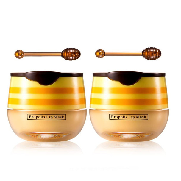 Paqiman Honey Pot 2-In-1 Lip Balm & Mask - Hydrating Exfoliating Plumps & Fades Lip Lines - Sleeping Mask With Honey Spoon