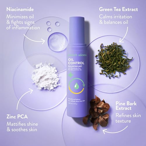 Peach Slices - Oil Control Balancing Mist (4 Oz) - Mattify & Balance - Refined Shine- Skin - Niacinamide Zinc Pine Bark Green Tea - Face Mist - Vegan Cruelty  Korean Skin Care & Beauty