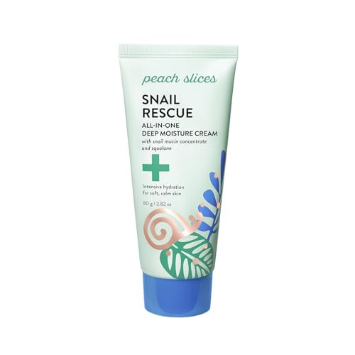 Peach Slices - Snail Rescue All-In-One Deep Moisture Cream (2.82 Oz) - Snail Mucin - Intensive Hydration Soft Skin - Squalane Hyaluronic Acid & Cica - Vegan Cruelty  Korean Skin Care & Beauty