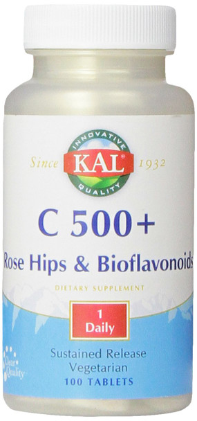 KAL C-500 with RH and Bioflavonoids Sustained Release Tablets, 500 mg, 100 Count