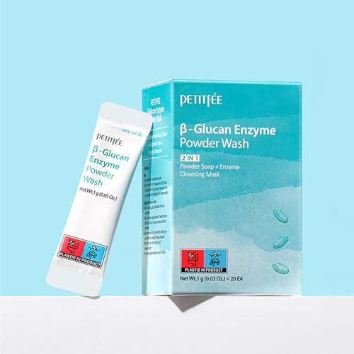 Petitfee B-Glucan Enzyme Wash 1G20Ea - Facial Cleanser Cleansing Powder With Papaya Extract Papain Rice Extract For Mild Daily Exfoliation Powder Soap Cleansing Mask Travel Size