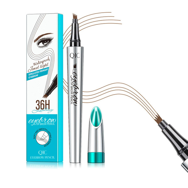 Qic Eyebrow 4 Tip Brow Pencil Microblading Pen Waterproof Long-Lasting With  Micro-Fork Tip Applicator For Natural Brows (Dark Brown-02)