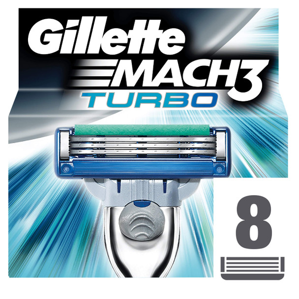 Gillette 27492-3 Mach 3 Mens Turbo Refill Cartridge Blades - 24 Pack