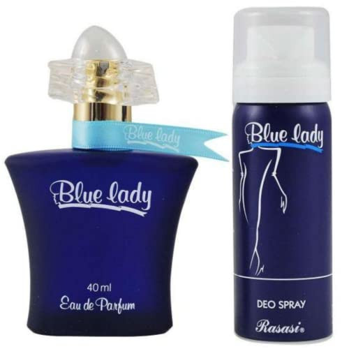 Rasasi Blue Lady For Women Edp-40Ml With Deo  Aquatic Pour Homme Spray  Unique Refreshing Mint And Citrus Notes With Warm Woody Notes