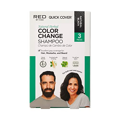 Red By Kiss Color Change Shampoo Gray Hair Cover Up Hair Dye Color For Men And Women 1 Pack (Natural Black)