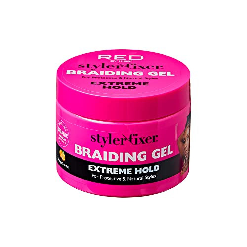 Red By Kiss Braiding Gel Extreme Hold Styler Fixer For Box Braids & Cornrows Hydrating Conditioning Long-Lasting Frizz Control 4C Moisturizing Nourishing High Shine (6 Fl. Oz.)