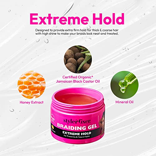 Red By Kiss Braiding Gel Extreme Hold Styler Fixer For Box Braids & Cornrows Hydrating Conditioning Long-Lasting Frizz Control 4C Moisturizing Nourishing High Shine (6 Fl. Oz.)