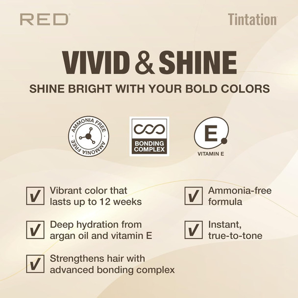 Red By Kiss Tintation Vivid & Shine Permanent Hair Dye Ãƒ¢Ã¢Š¬Ã¢‚¬Å“ High Lift Formula With Argan Oil & Vitamin E Bonding Complex Sulfate & Ammonia  100% Gray Coverage Lasts 12+ Weeks (Red 2 Pack)
