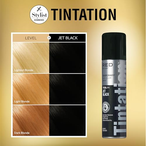 Red By Kiss  Root Cover Up Gray Concealer Spray Tintation Temporary Hair Color Spray Root Touch Up Hair Dye Large Size 6 Oz. (Jet Black)