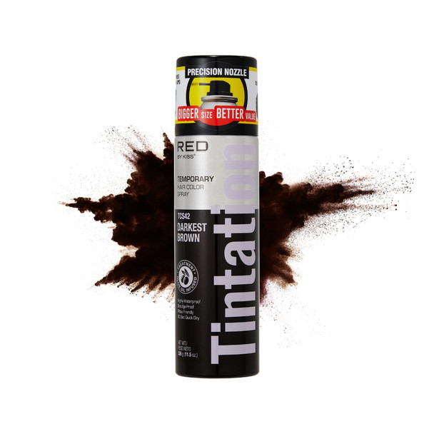 Red By Kiss Tintation Temporary Hair Color Spray Extra Large Size Instant Gray Root Cover Up Water-Resistant Smudge-Proof Hairline & Barber Touch-Up Quick Dry (Darkest Brown 11.5 Oz)