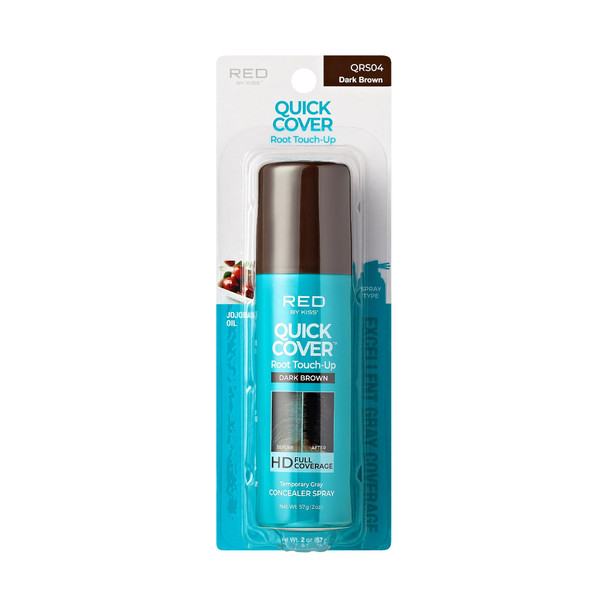 Red By Kiss Quick Cover Root Touch-Up Spray Waterproof & Smudge-Proof Gray Coverage Quick-Dry Formula With Jojoba Oil Lightweight & Travel-Friendly (Darkest Brown 2Oz)