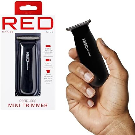 Red By Kiss Mini Cordless Hair Clipper & Grooming Portable Organizer Bag