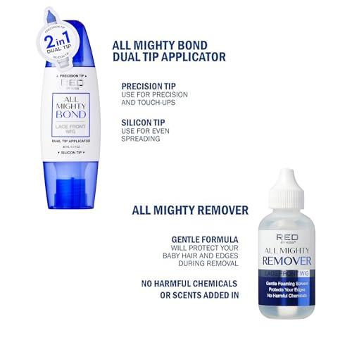 Red By Kiss All Mighty Bond Lace Front Wig Glue & Remover Set Dual Tip Applicator Instant Dry Water Resistant Strong Hold For Wigs Frontals Toupees Safe For Sensitive Skin Front Wig Remover