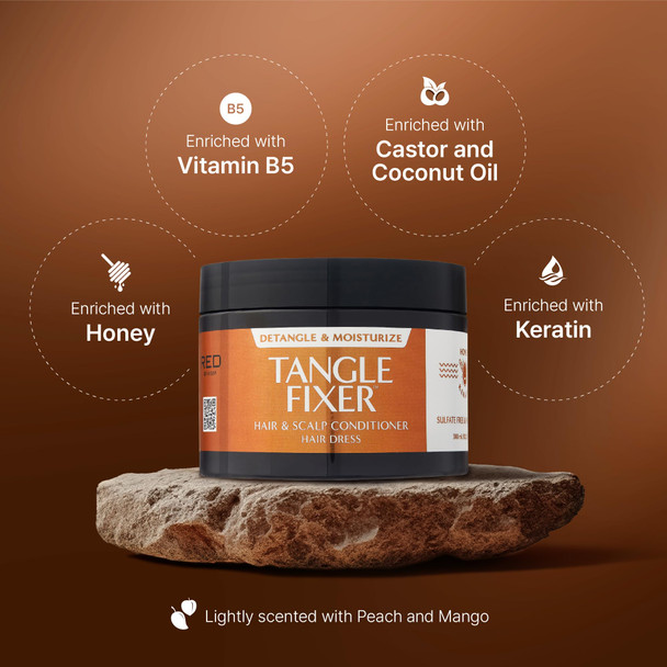 Red By Kiss Tangle Fixer With Honey & Keratin Sulfate- Detangling Leave-In Conditoner For Shine & Frizz Protection Mango & Peach Scent