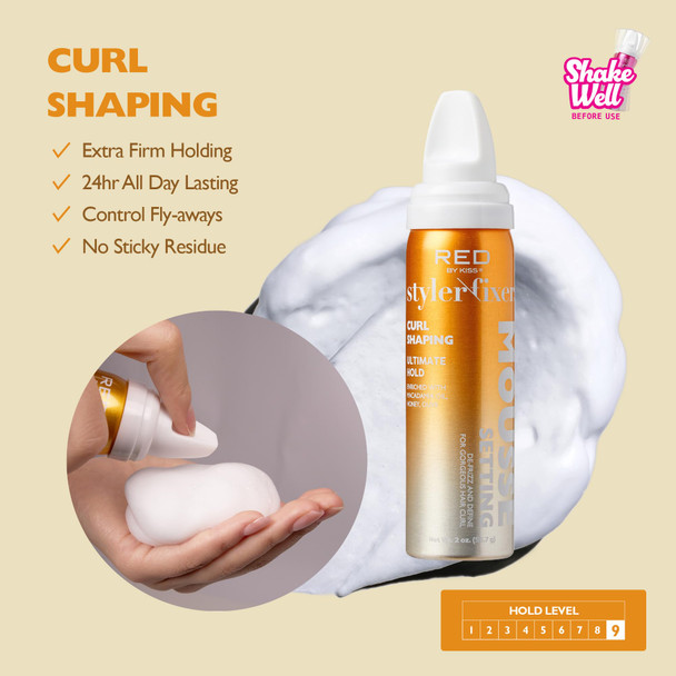 Red By Kiss Setting Mousse Braid Frizz Control Curl Definition Shine Maximize Volume Ultimate Hold Long Lasting Non Sticky Creamy Foam Style Perfector (12 Ounces Extra Shine & Hydration)