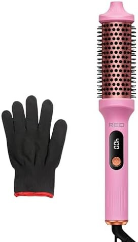 Red By Kiss Heated Electric Round Brush 1.5 Inch Fast Heating Curling Iron Roll Brush With Led Display Max Temperature Of 400Ãƒšã‚°F Anti-Scald Bristles Swivel Cord Heat Glove Included