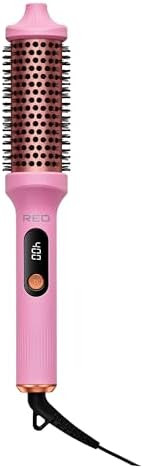 Red By Kiss Heated Electric Round Brush 1.5 Inch Fast Heating Curling Iron Roll Brush With Led Display Max Temperature Of 400Ãƒšã‚°F Anti-Scald Bristles Swivel Cord Heat Glove Included