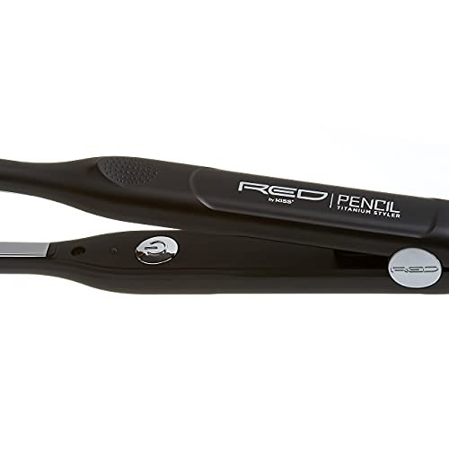Red By Kiss Titanium Styler Pencil Flat Iron 3/10" Ãƒ¢Ã¢Š¬Ã¢‚¬Å“ Ultra-Precise Edge & Pixie Cut Styling 450Ãƒšã‚°F Max Heat Frizz- Instant Temperature Control Professional & Home Use