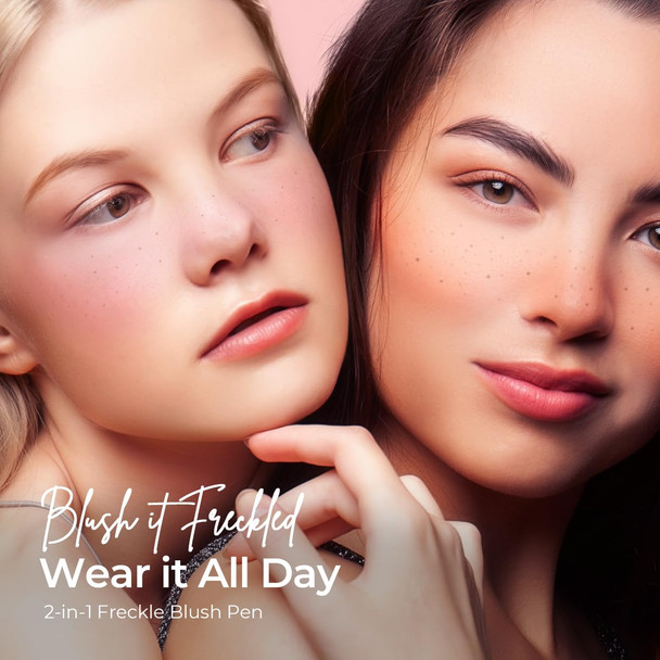 Sace Lady 2-In-1 Freckle Blush Pen Dual-Ended Faux Freckle Stamp And Dewy Liquid Blush For Natural Lifelike Sunkissed Makeup Quick-Drying Waterproof Smudge-Proof Long-Lasting #01 Peach Sorbet