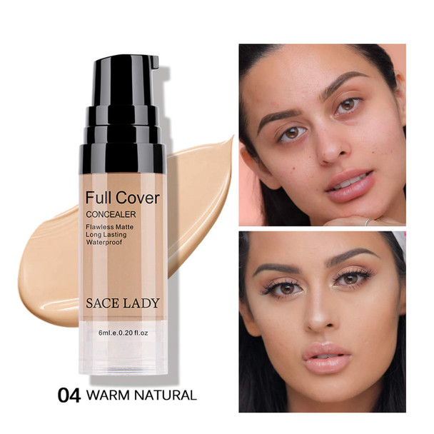 Sace Lady Waterproof Full Coverage Concealer With Primer Sponge Set Smooth Matte Flawless Creamy Liquid Foundation Corrector Makeup Kit For Face Eye Dark Circles Spot Acne Scar Cover (0.2Fl Natural)