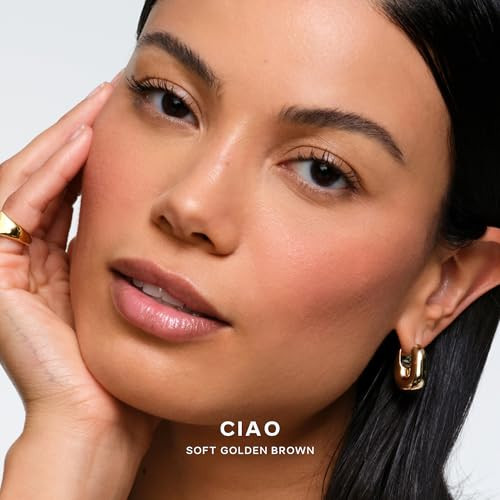 Saie Blush & Brush Duo - Supersuede Baked Blush In Ciao (.01 Oz) & Powder Blush Brush - Talc- Moisturizing Blush With Vegan Fluffy Brush For Seamless Application