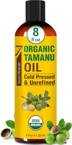 Seven Minerals Usda Organic Tamanu Oil - Big 8Oz (240Ml) - Cold Pressed & 100% Pure Tamanu Organic For Skin Face Hair & Nails - Gmo & Hexane  Nutrient Dense Carrier Oil That Absorbs Easily