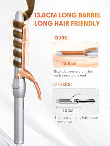 Sheglam Curling Iron 1 Ãƒšã‚¼ Inch Long Barrel Curling Iron With Led Display & 8 Temperature Settings Quick Preheating Auto Off Suitable For All Hair Types