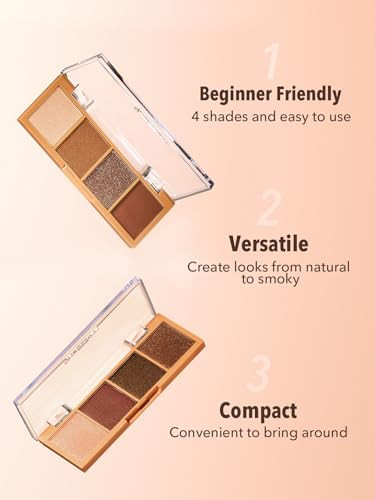 Sheglam Essential Eyeshadow Palette Square Eyeshadow Quad Matte Shimmer Metallic Long Wearing-Veil