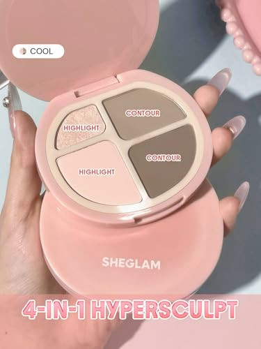 Sheglam Hypersculpt Highlight & Contour Palette 4 Shades 2-In-1 Face Shimmer Highlighter And Matte Contour Bronzer-Warm
